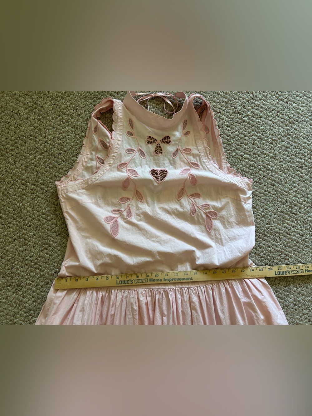 Stella Nova Anthropologie Pink Embroidered Eyelets Maci Sleeveless Dress size L - Picture 9 of 11